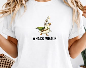 Lustige Gans mit Schwert Shirt, chaotische Enten Krieger T-Shirt, Whack Whack Meme T-Shirt, süßes Fantasy Tier Grafik T-Shirt, Gamer Humor Geschenk