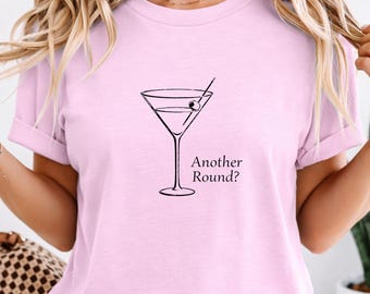 Ein weiteres rundes Shirt, Martini Glas T-Shirt, Vintage lustiges Trink-T-Shirt, minimalistisches Cocktail-Shirt, Bar Humor T-Shirt, Nachtästhetik Shirt