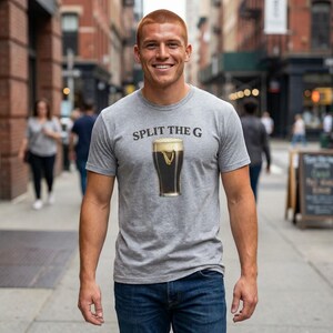 Split the G Shirt, Funny Irish Beer T-Shirt, St Patricks Day Drinking Tee, Pub Crawl Guinness Joke Shirt, Irish Humor Tee Sport Grey