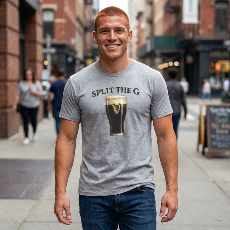 Split the G Shirt, Funny Irish Beer T-Shirt, St Patricks Day Drinking Tee, Pub Crawl Guinness Joke Shirt, Irish Humor Tee Sport Grey