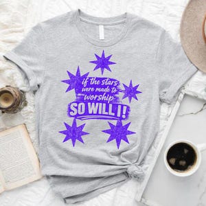 Si las estrellas fueron creadas para adorar, yo también lo haré (PNG y SVG), garabato gráfico cristiano estético, estilo preppy, moderno, religioso y milenial (artículo digital)