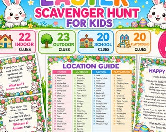 Easter Scavenger Hunt for Older Kids Printable Indoor Outdoor Easter Basket Egg Teen Hunt Clues Hard Riddles Treasure Escape Game Activity