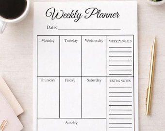 Weekly Planner Printable 7 pages Set Minimalist Productivity Tracker, Weekly Schedule Organiser PDF instant Download |Work Planner|