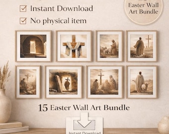 Mega Bundle of 15 Jesus Christ Wall Art He Is Risen Prints Easter Jesus Resurrection Empty Tomb Set, Spring Decor, LDS Art