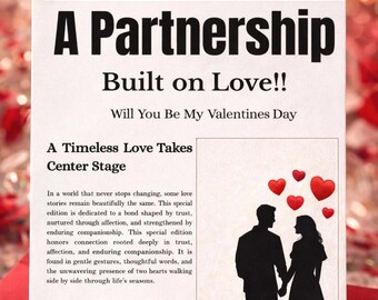 Will You Be My Valentine Personalised Newspaper DIY Galentines Day Gift or a Romantic Anniversary Proposal Editable Canva Template