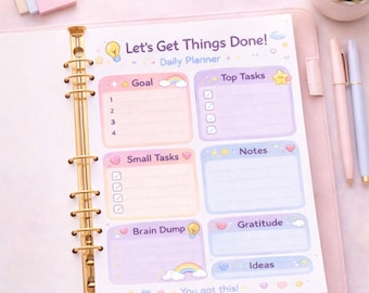 Productivity Day Organiser, Focused Daily Schedule and Task Tracker, US Letter A4 Printable