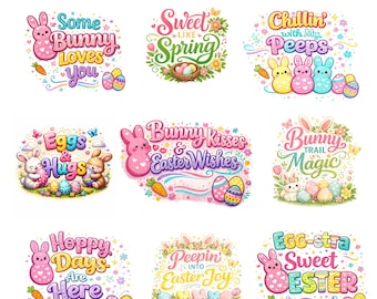 Easter Peeps SVG Bundle for Cricut Chillin With My Peeps Cut Files for Silhouette Bunny Peeps Shirt Design Kids Easter Basket DIY Cut File