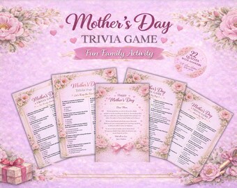 Mors dag-quiz: Utskrivbart familjefejdquiz för vuxna, barn och tonåringar. Roliga festaktiviteter med svar, direkt nedladdning.