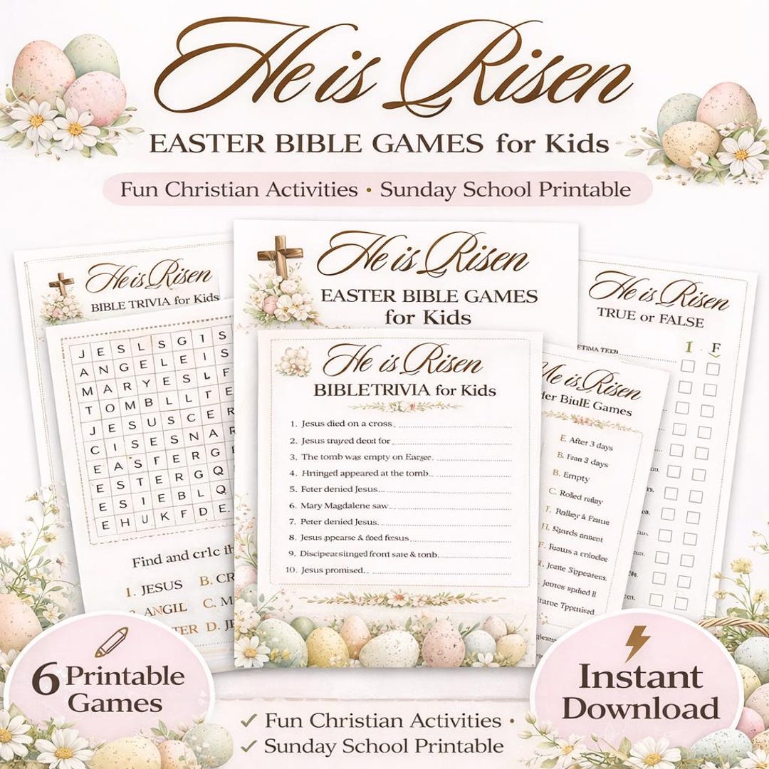 He is Risen Easter Bible Trivia Game for Kids & Family Religious ...