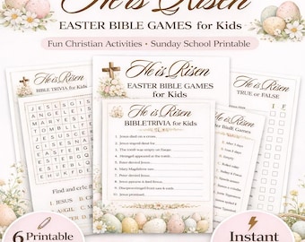 He Is Risen Easter Bible Trivia Game for Kids & Family Religious Resurrection Activity Printable School Quiz Holy Week Fun Party Games