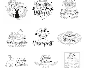 German Easter SVG Bundle, 9 Cute Easter Designs, Frohe Ostern, Hasenpost Plotter File, Cricut, Silhouette, German Spring Digital Download