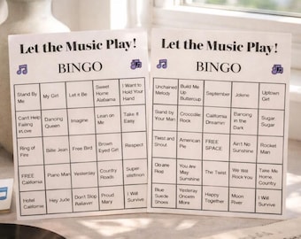 Modern 70s 80s 90s 2000s Spotify Playlist Music Bingo Game Cards The Music Play Hits for Group Night Instant Digital Download