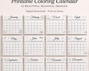 Monthly Digital Calendar, Minimalist Monthly Planner for Goodnotes & Notability, Dated Printable Monthly Template, Fillable PDF Calendar