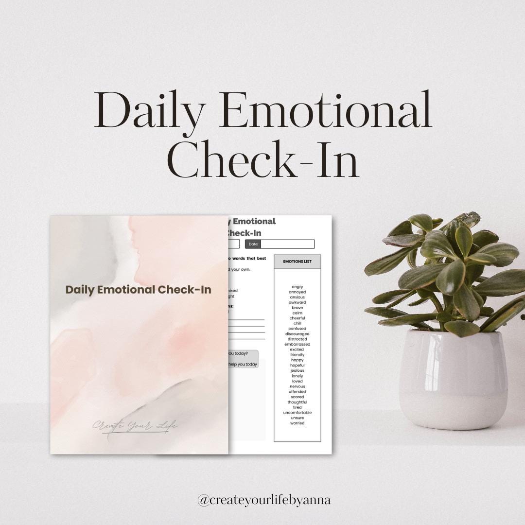Daily Emotional Check-in | Printable Mood Tracker (PDF Download) - Etsy