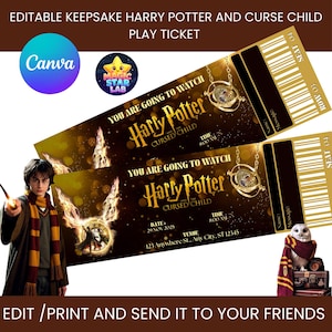 Editable Cursed Child Surprise Ticket Template, Broadway Theatre Gift Reveal, keepsake Musical Ticket, Souvenir Show Ticket Canva Download