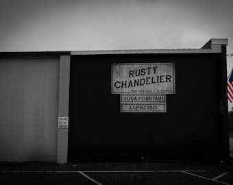 Rusty Chandelier Soda Fountain Espresso Landscape Photograph Print