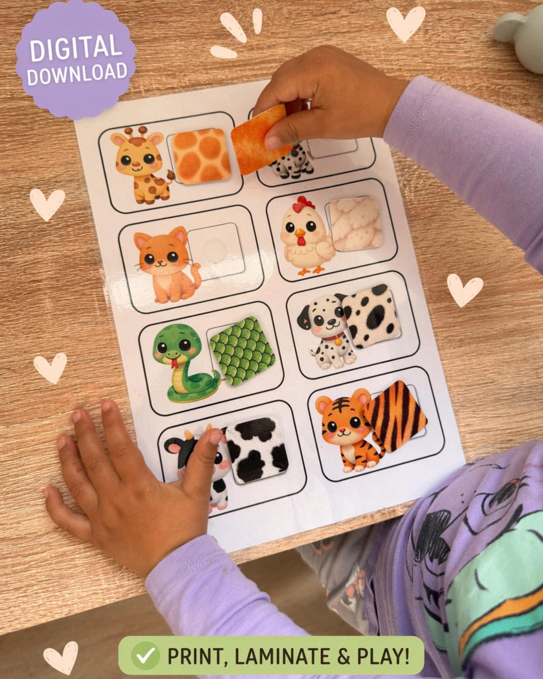 Animal Matching Game Printable | Toddler Montessori Busy Book Activity ...