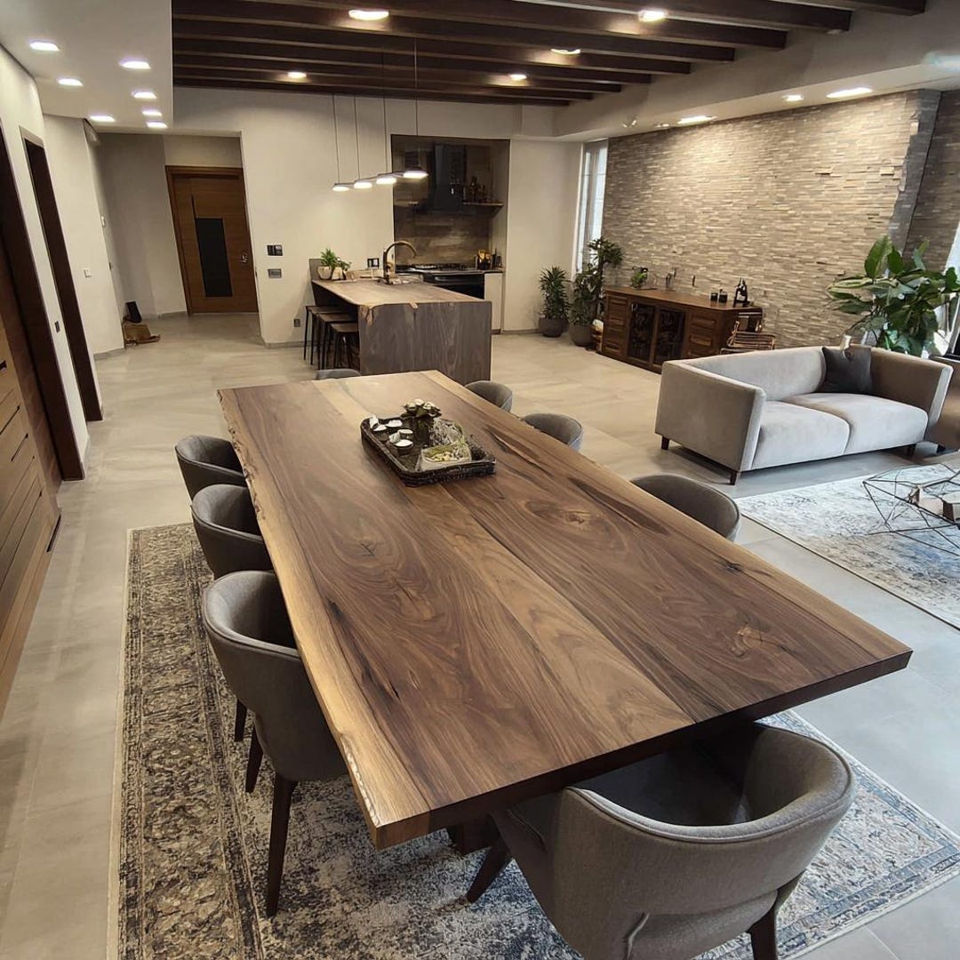 Solid Walnut Live Edge Dining Table – Handmade Rustic Wood Furniture - Etsy