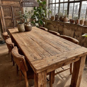 Handmade Solid Walnut Farmhouse Dining Table, Rustic Kitchen Furniture
