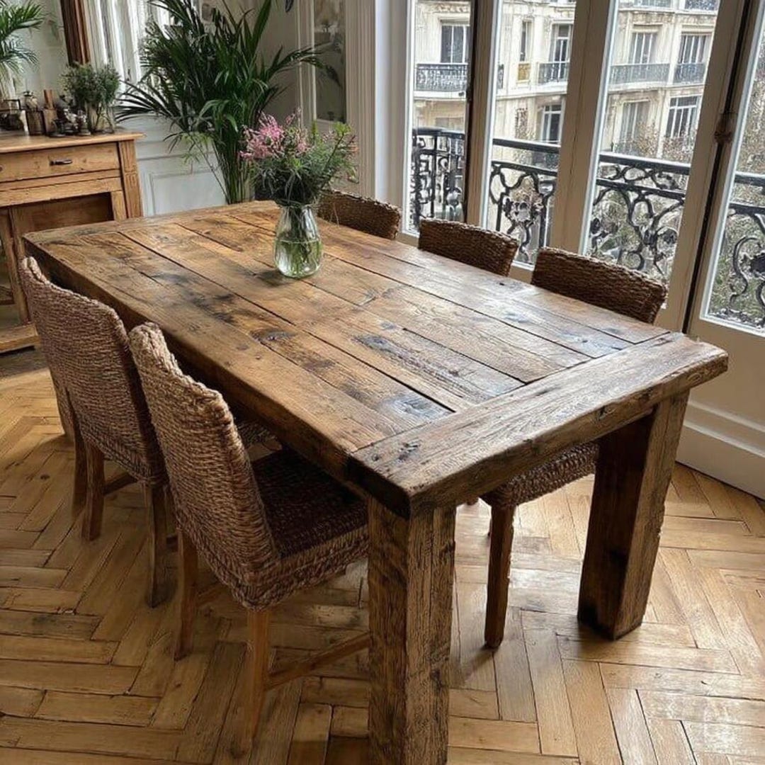 Custom Solid Walnut Dining Table, Handmade Rustic Farmhouse Kitchen ...
