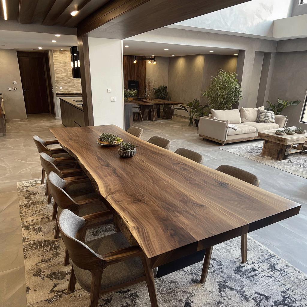 Solid Walnut Live Edge Dining Table – Handmade Rustic Wood Furniture - Etsy