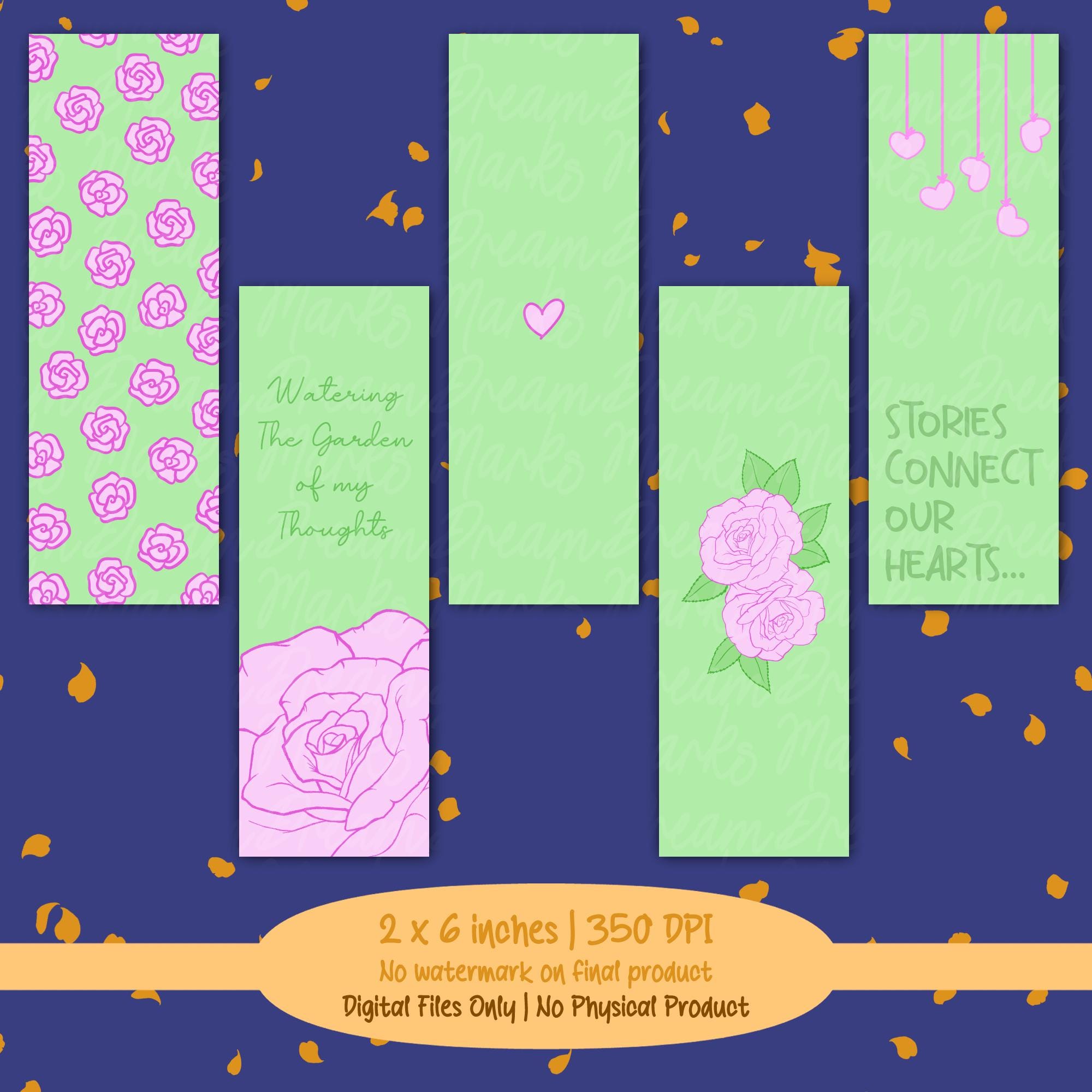 5 Floral Printable Bookmarks Collection | Minimalistic Original Designs ...