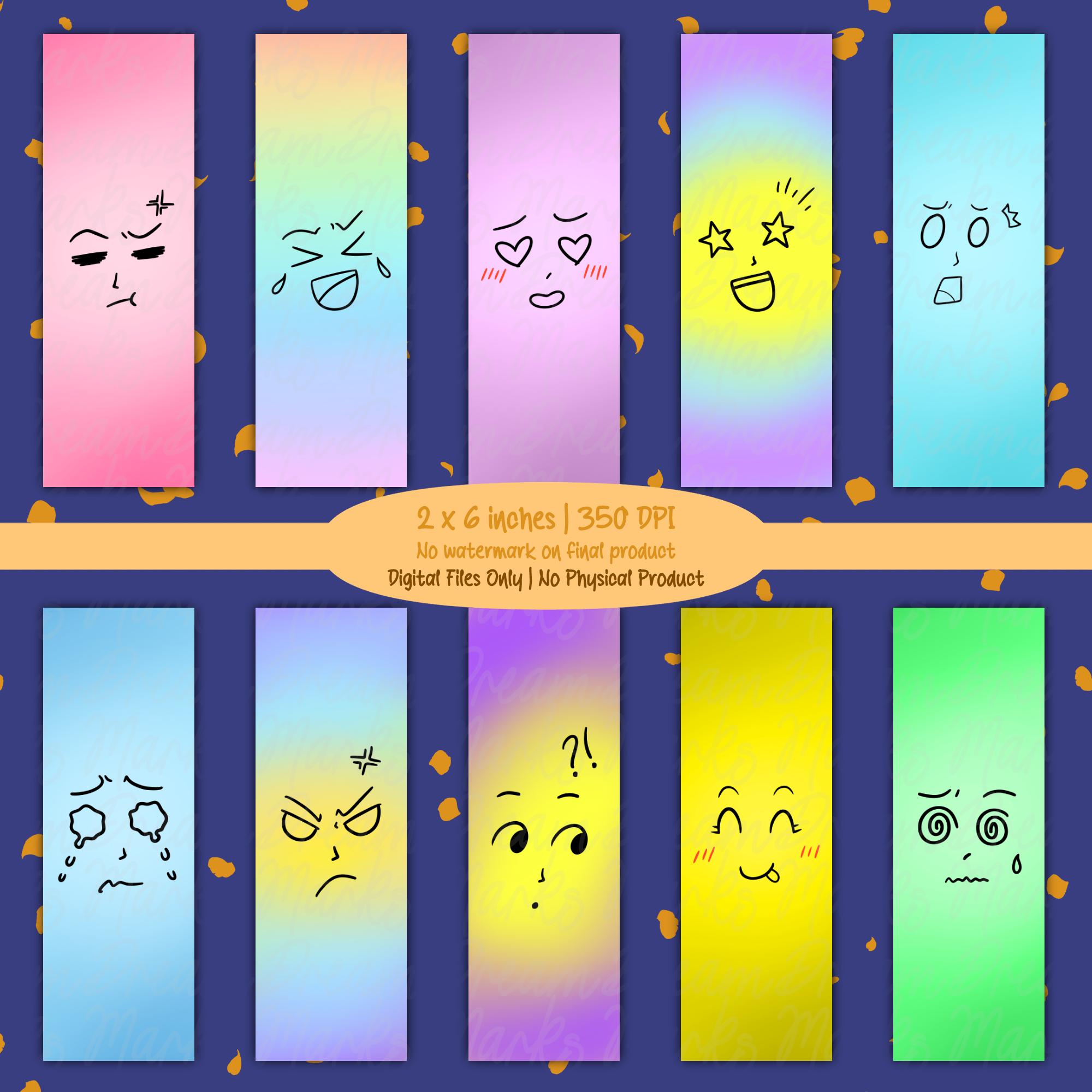 10 Emoji Printable Bookmarks Collection | Minimalistic Original Designs ...