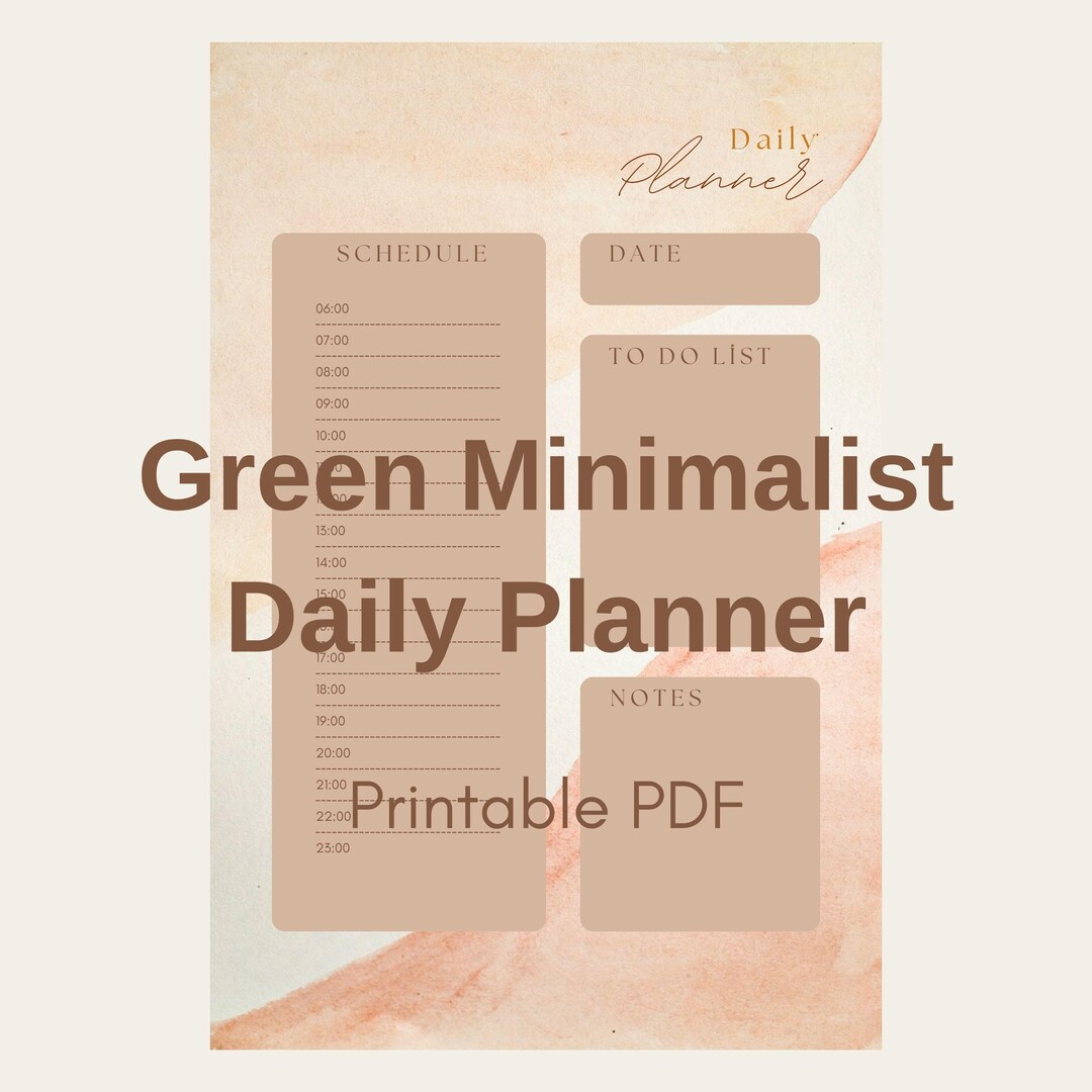Brown Minimalist Daily Planner Printable PDF | Hourly Daily Schedule ...
