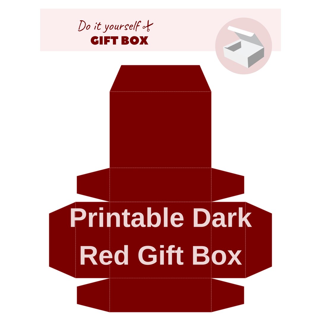Red Box Color Template Dark Red Gift Box Template | DIY Printable Paper With Stickers (PDF ...