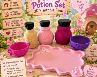 Kit sensoriale Pozione Magica delle Fate – File STL stampabili in 3D, per bambini, per gioco e con licenza commerciale.