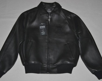 Men's Avirex Black Bomber American Flight Leather Avirex Icon Jackets