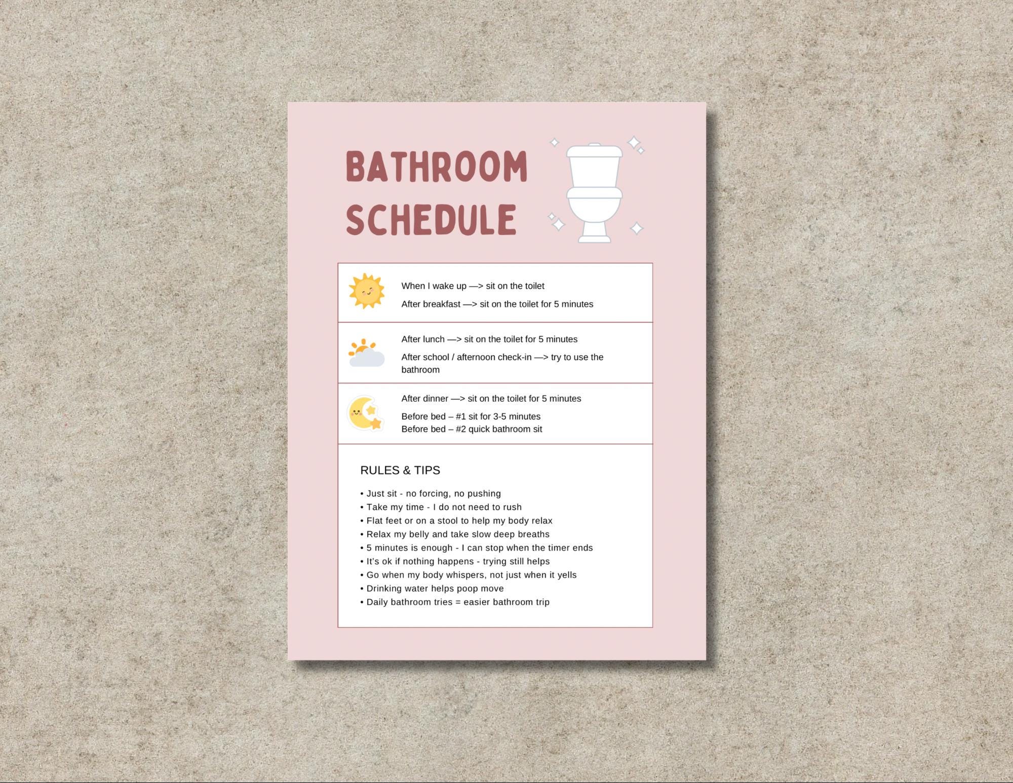 Bathroom Schedule for Kids | Printable Toilet Routine Chart | Daily ...