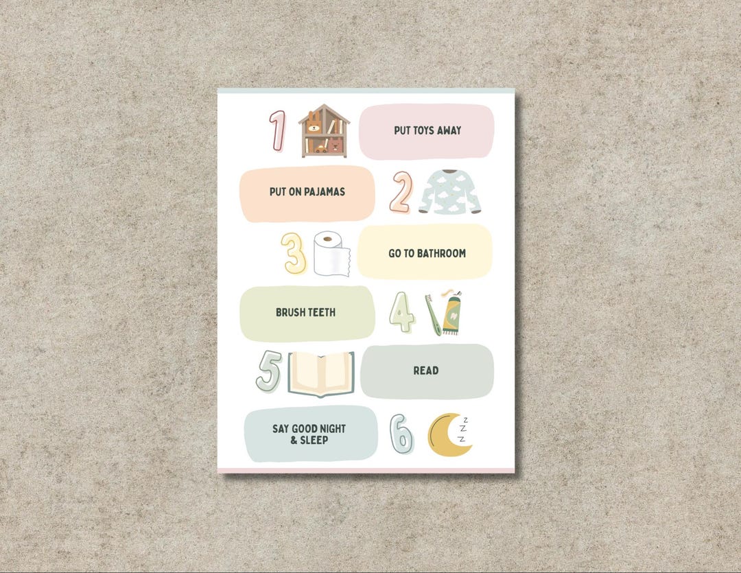 Bedtime Routine Chart for Kids | Printable Night Routine Visual ...