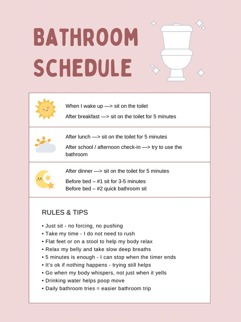 Bathroom Schedule for Kids | Printable Toilet Routine Chart | Daily ...