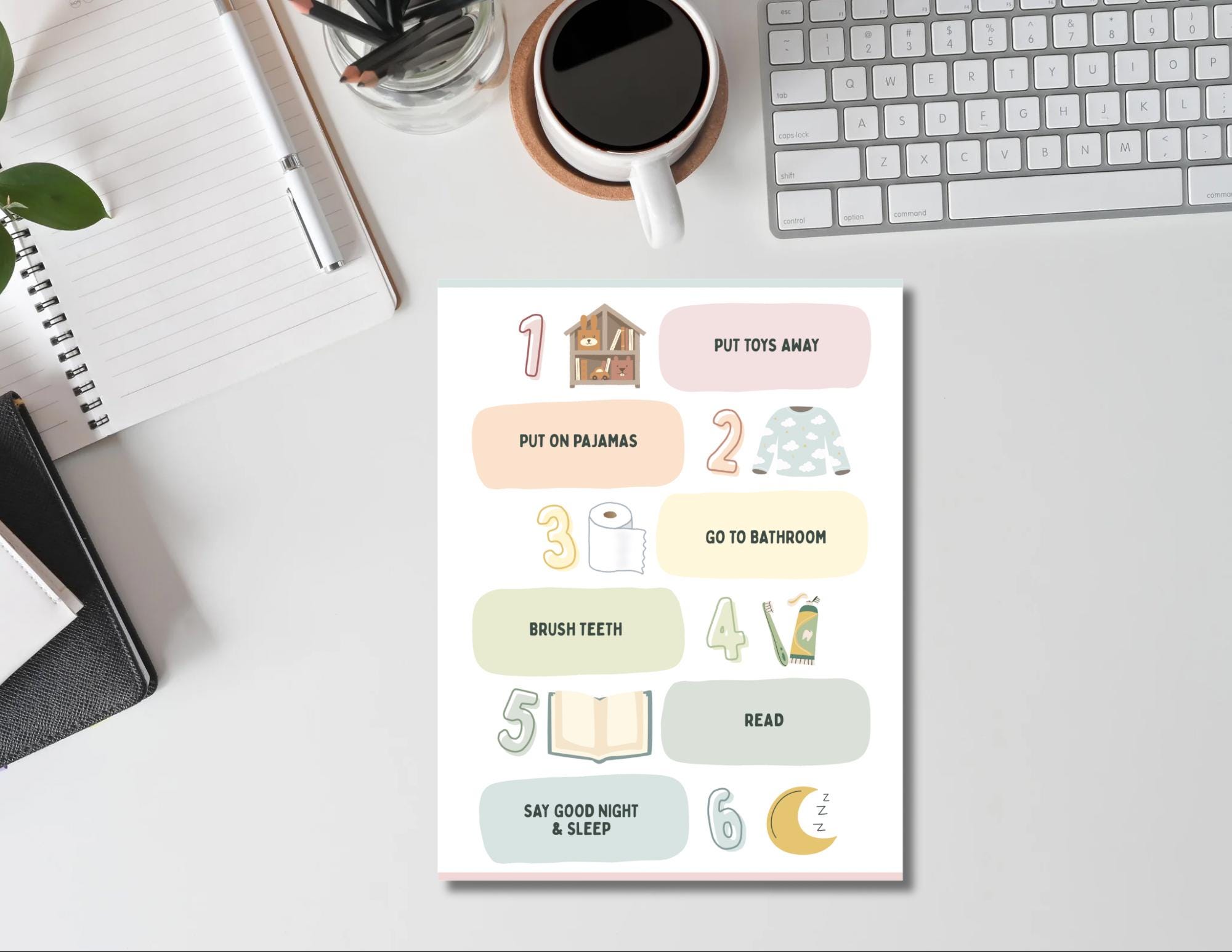 Bedtime Routine Chart for Kids | Printable Night Routine Visual ...