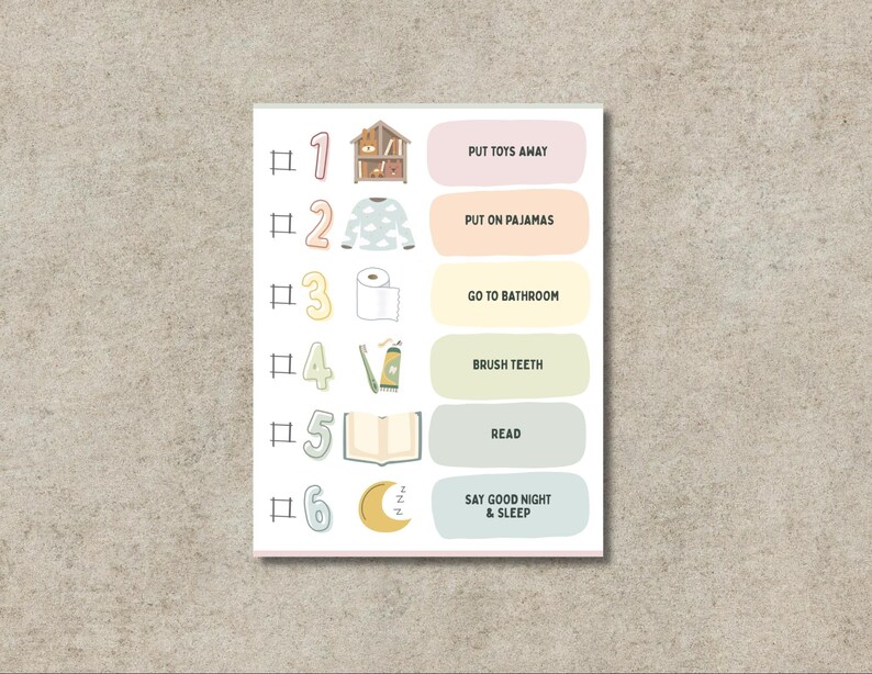Bedtime Routine Chart for Kids | Printable Night Routine Visual ...