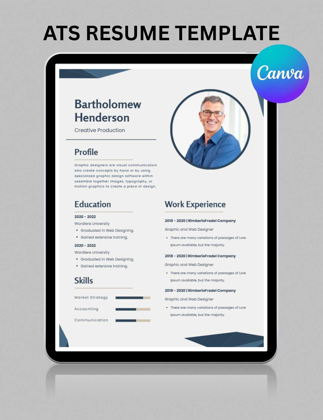 ATS Resume Template With Photo Canva | Professional CV | Modern Design ...