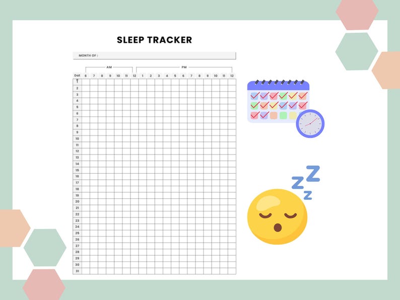 Sleep Chart Examples Daily Sleep Tracker Printable | Editable Canva Sleep Log | Quality ...