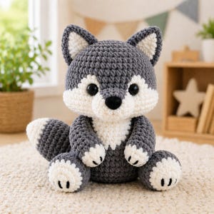 No-Sew Wolf Amigurumi Häkelanleitung PDF - Woodland Plüschtier, anfängerfreundliches DIY, digitaler Download