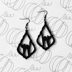 Acrylic Black Cat Earrings, Halloween Earrings, Acrylic Earrings, Black Earrings