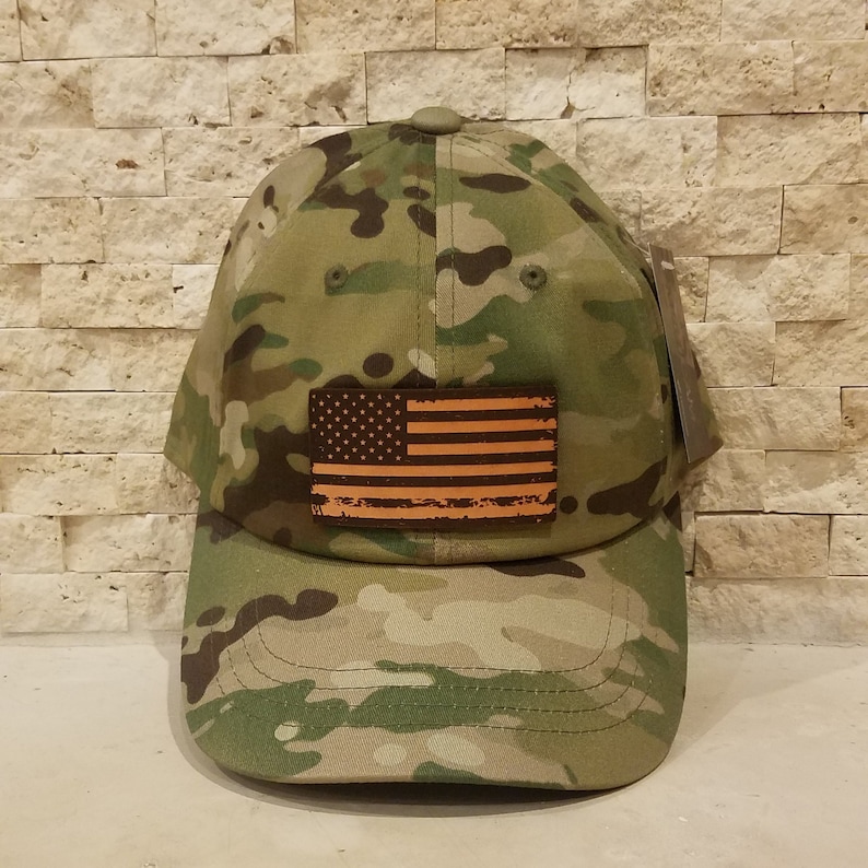 Distressed American Flag Leather Patch Hat | Etsy