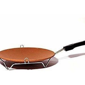 1 Clay Cooking Tawa with Steel Handle | Non-Toxic | Handmade Terracotta Tawa | Natural Earthen Cookware for Roti, Chapati & Flatbreads