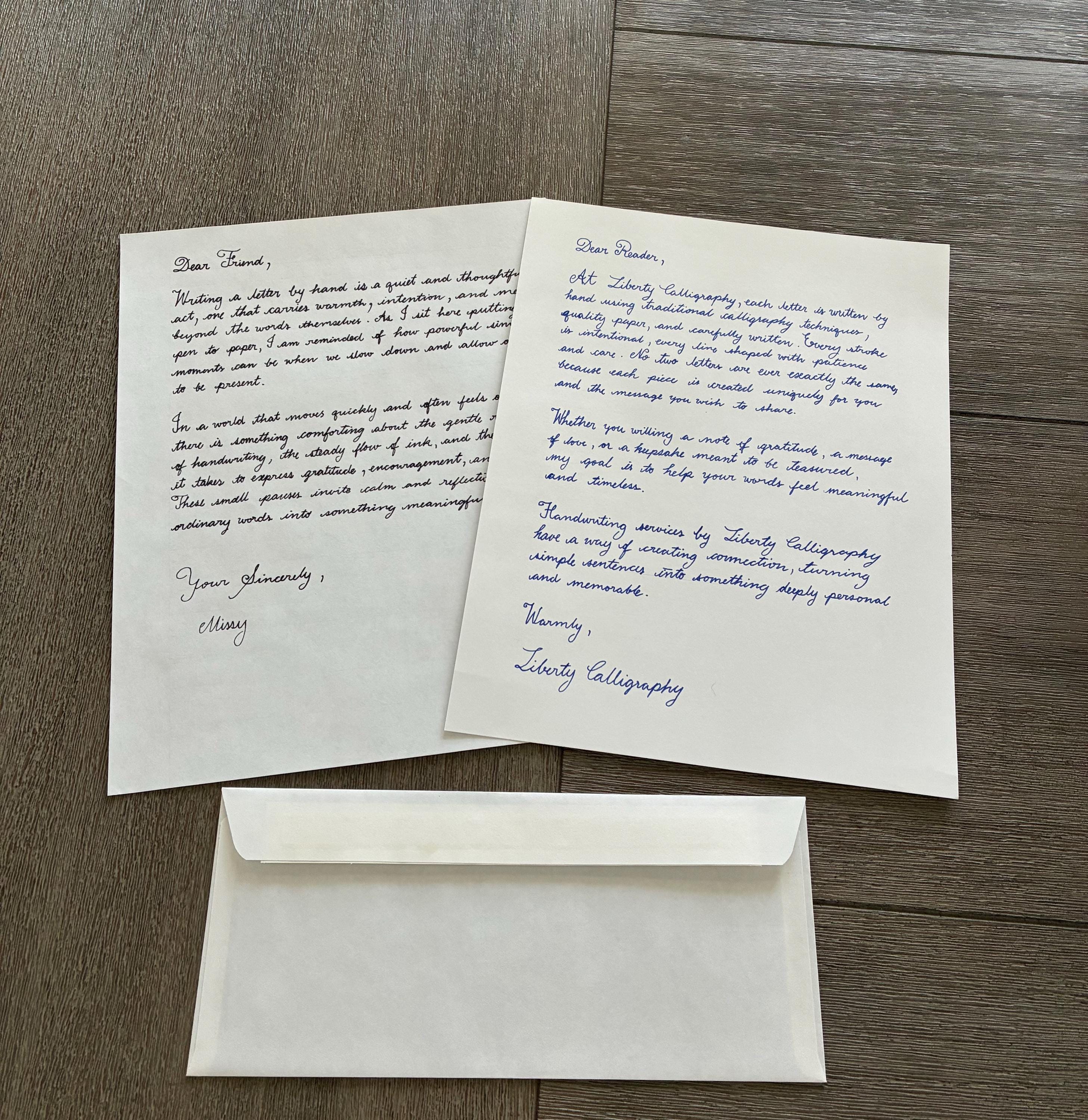 Services Written Cursive Cursive Handwritten Letter, Handwriting Service - Etsy