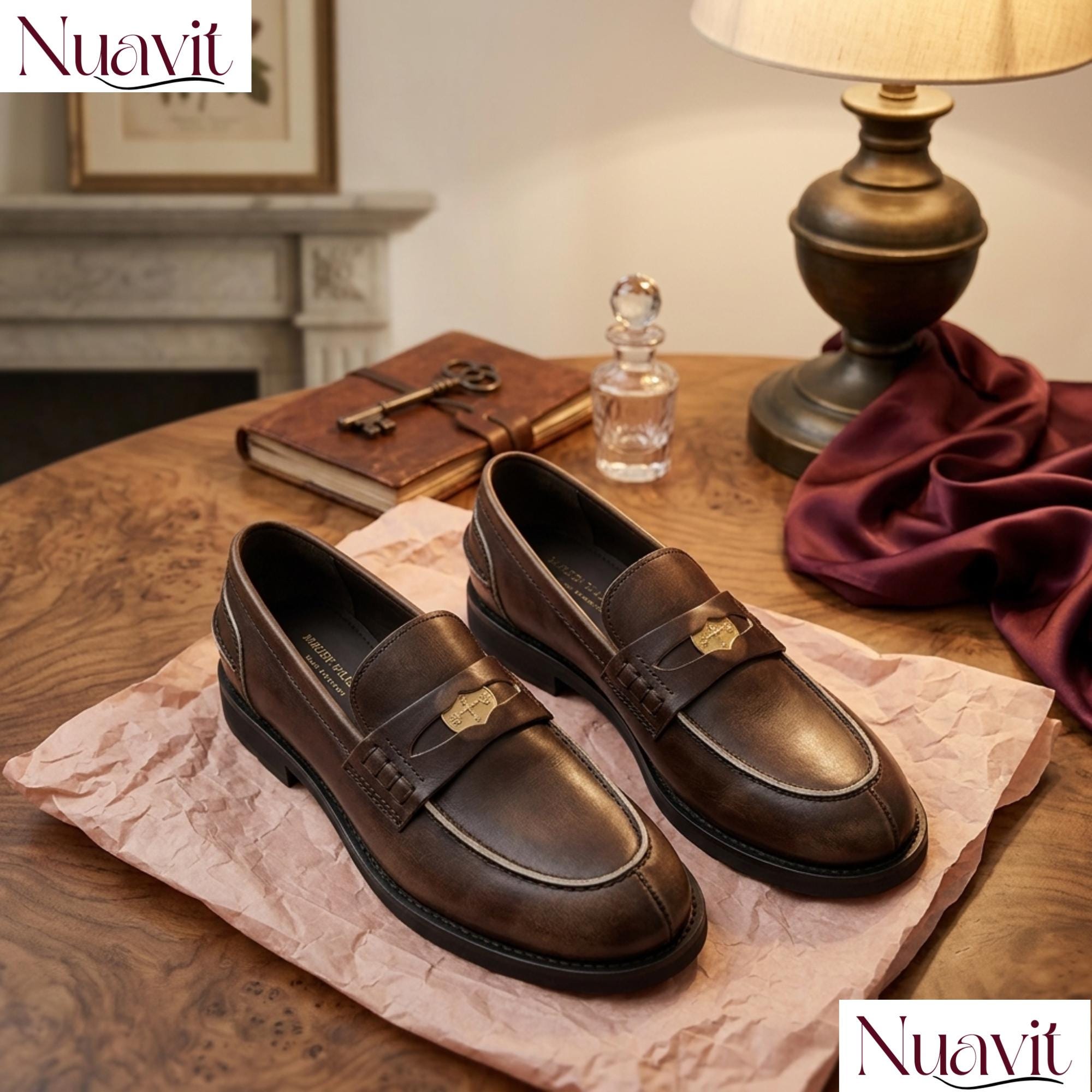 Authentic Prada Men\'s Brown Leather Slip On Classic‎ Luxury Loafer Shoes Sz 6.5 Prada // Brown Logo Loafer – VSP Consignment main image 2