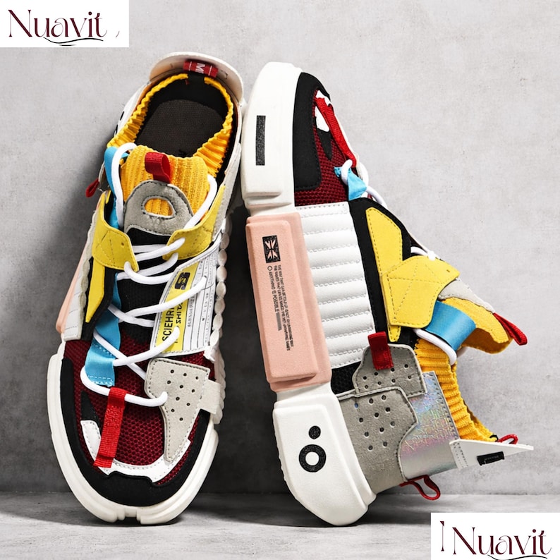 Men’s Color Block Sneakers, Lightweight Casual Shoes, Breathable Everyday Trainers image 1