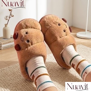 Croissant Plush Slippers: Cozy Indoor/Outdoor House Shoes