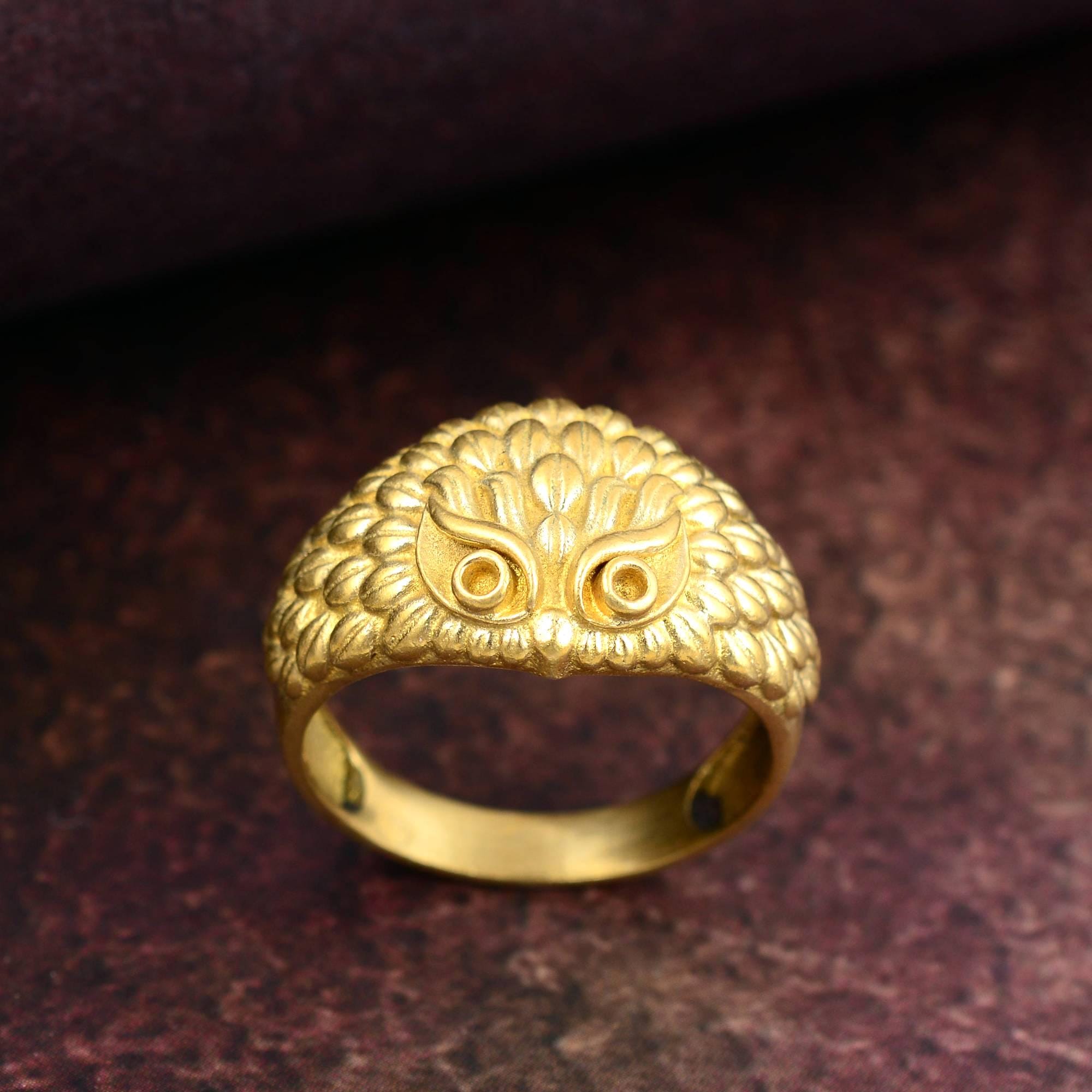 Vintage Brass Owl Ring, Gothic Boho Statement Jewelry, Bird Lover Gift
