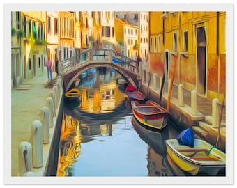 Framed Print, art, home decor, wall art, Venice, Italy, canal, 11x14″
