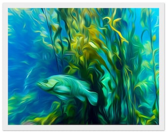 Framed Print, art, home decor, wall art, fish, aquarium, ocean, nature, 11x14″