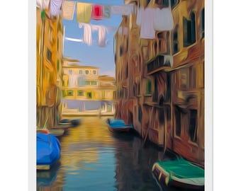 Framed Print, art, home decor, wall art, Venice, Italy, canal, 11x14″